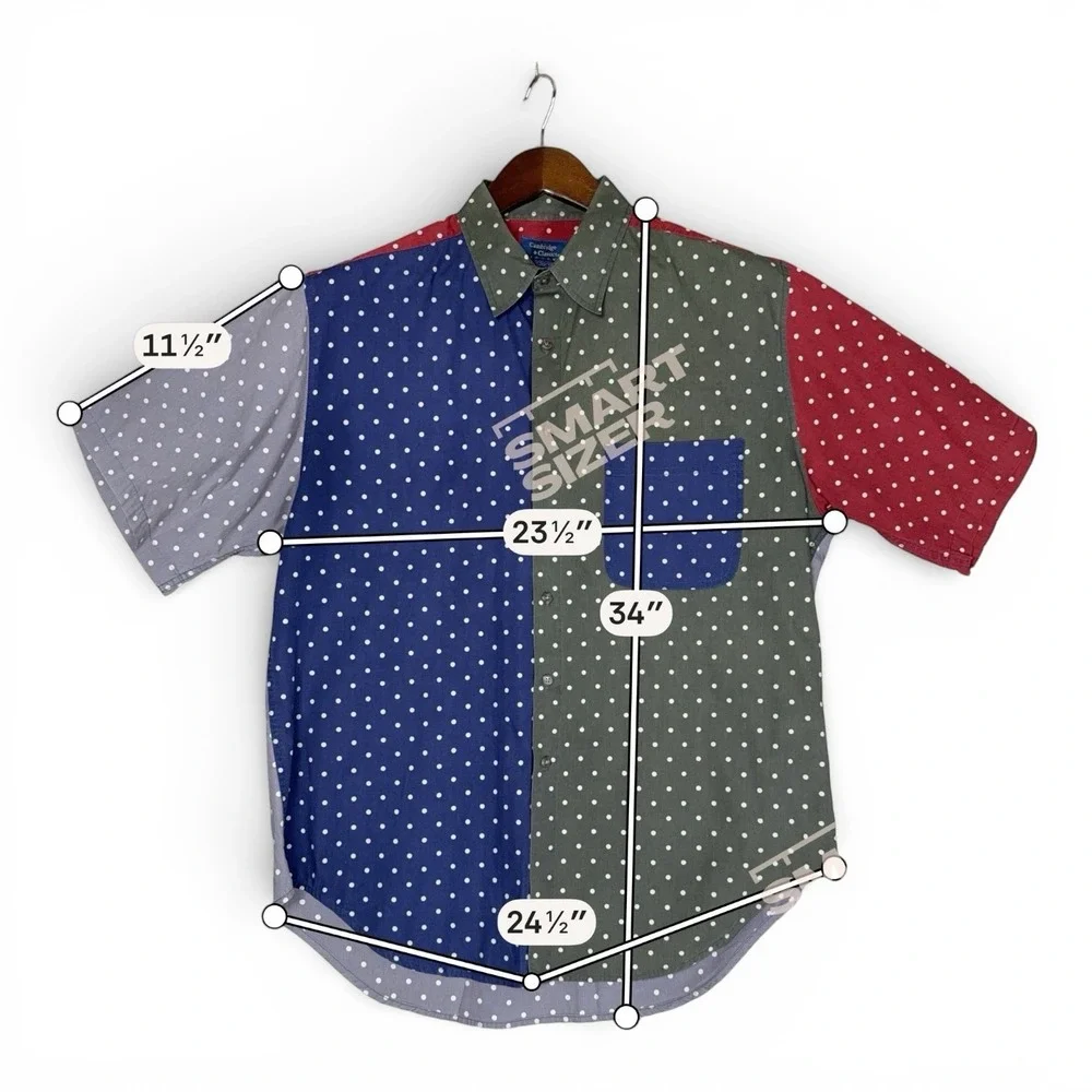 Cambridge Classics Shirt Mens Large 90's Color block Cotton Short Sleeve Button